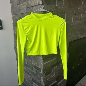 Neon Green Long Sleeve Crop Top